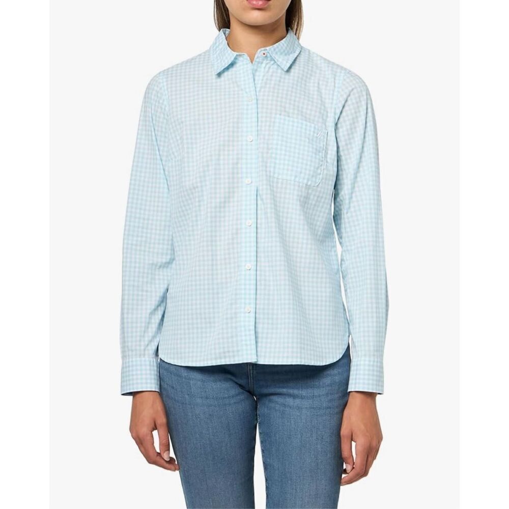 Nautica blue checked M roll tab button down shirt